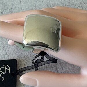 E&L Israel Sterling Silver Electroform Statement Square Ring Sz. 8
